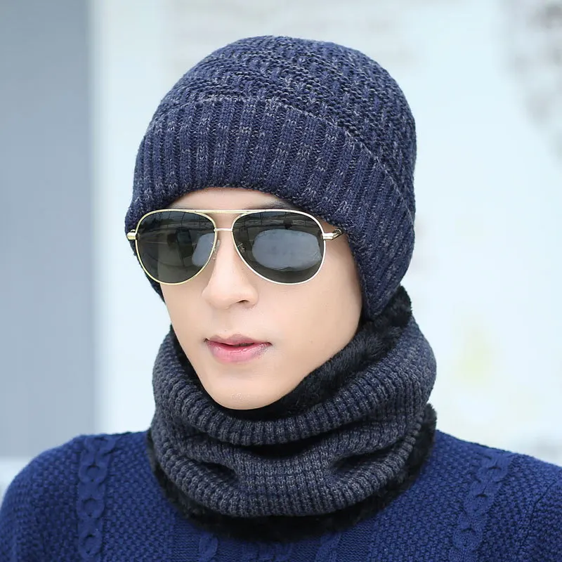 Зимние теплые плотные шапочки Skullies, мужская вязаная шапка, модные ветрозащитные шапки, шарфы, мужские уличные велосипедные шапки, хип-хоп шапка, Прямая поставка