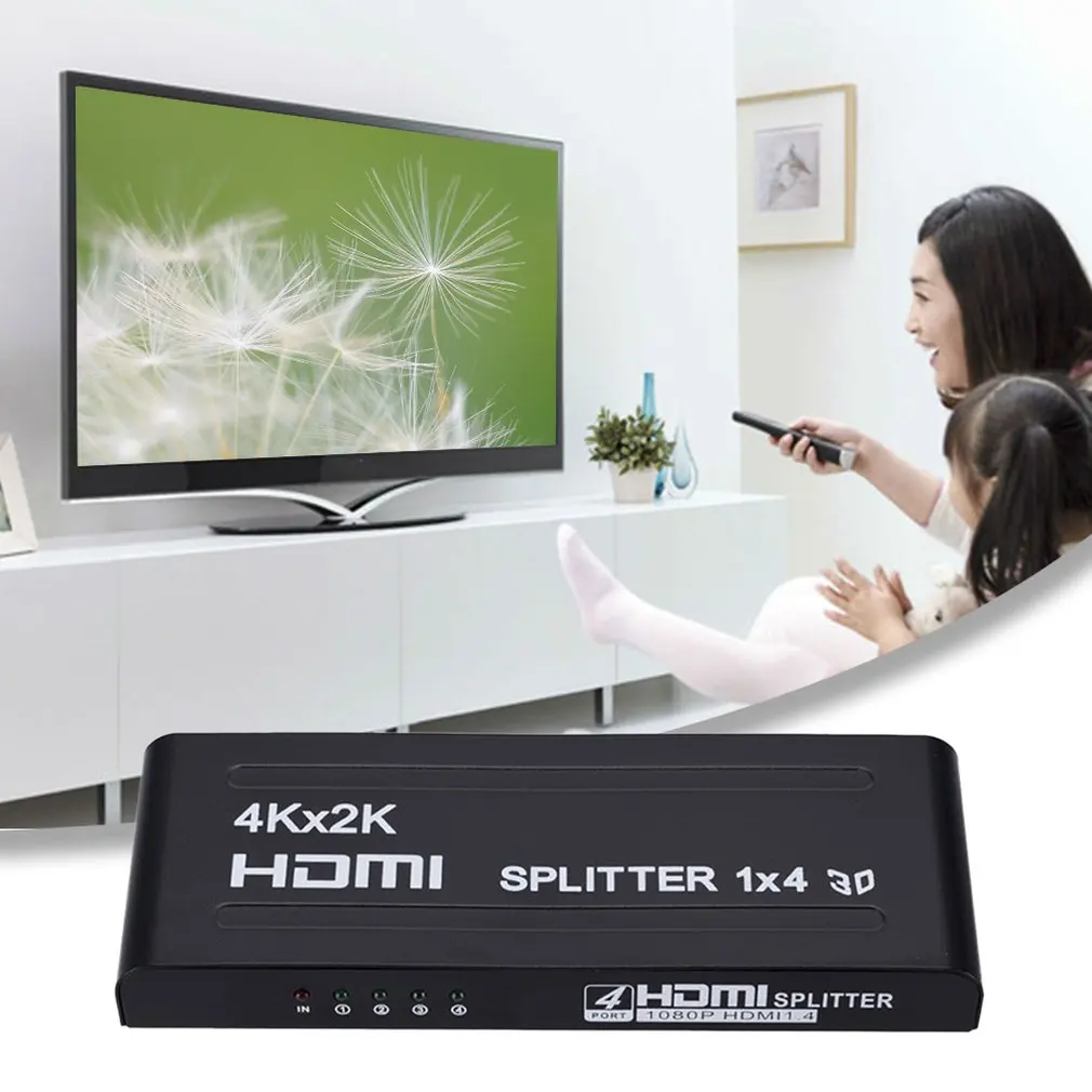 1080p 4 Way HD концентратор 3d HDMI сплиттер 1x4 усилитель коммутатор для HDTV конвертер для HDTV адаптер концентратор ретранслятор