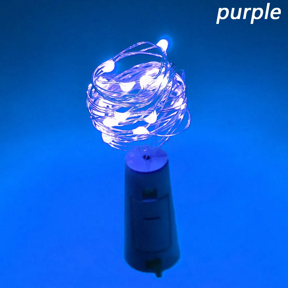 purple Z90 2 м 20 светодиодный светильник в форме пробки бутылка затвор свет стекло вино светодиодный светильник s для бара Рождество Свадьба украшение дома 5 цветов - Испускаемый цвет: purple
