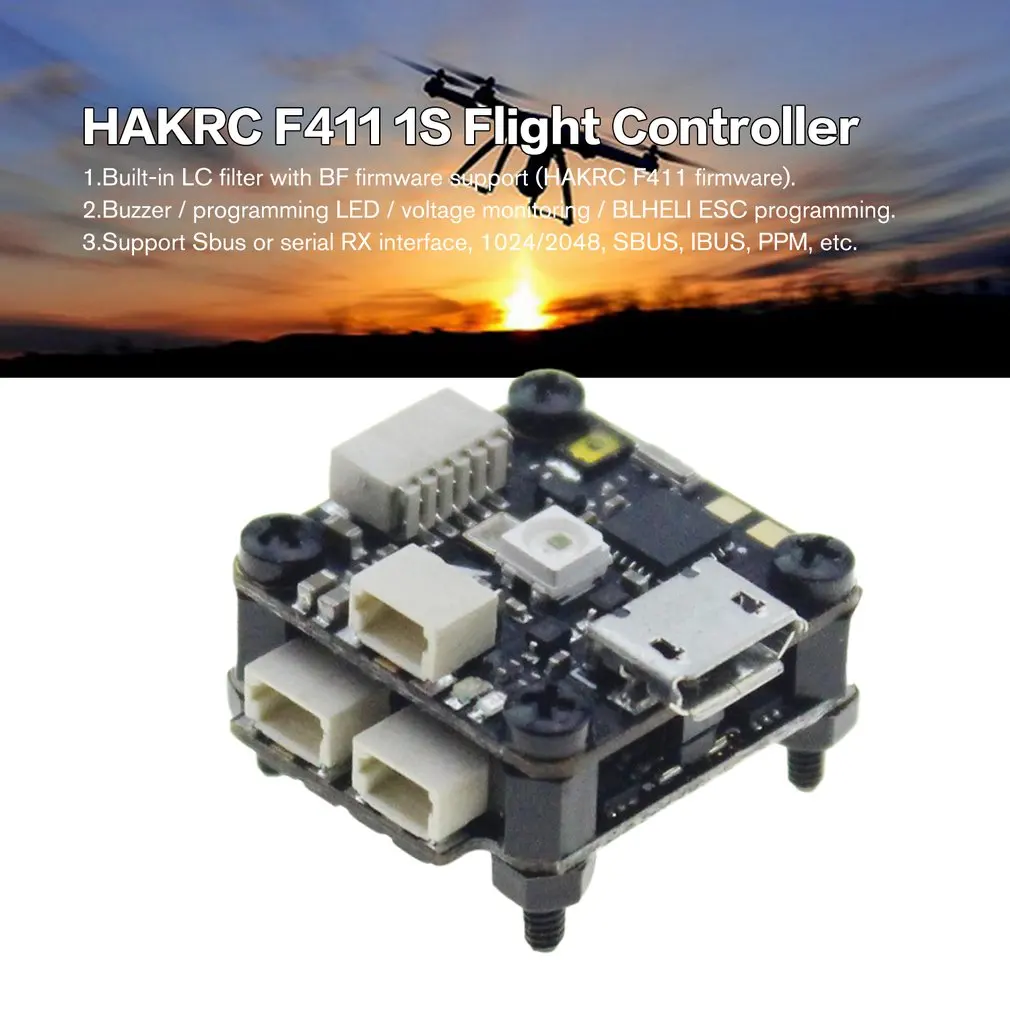 HAKRC F411 1S Flytower Контроллер полета встроенное osd 4 в 1 BLHeli 10A ESC Светодиодная лента для FPV RC Дрон