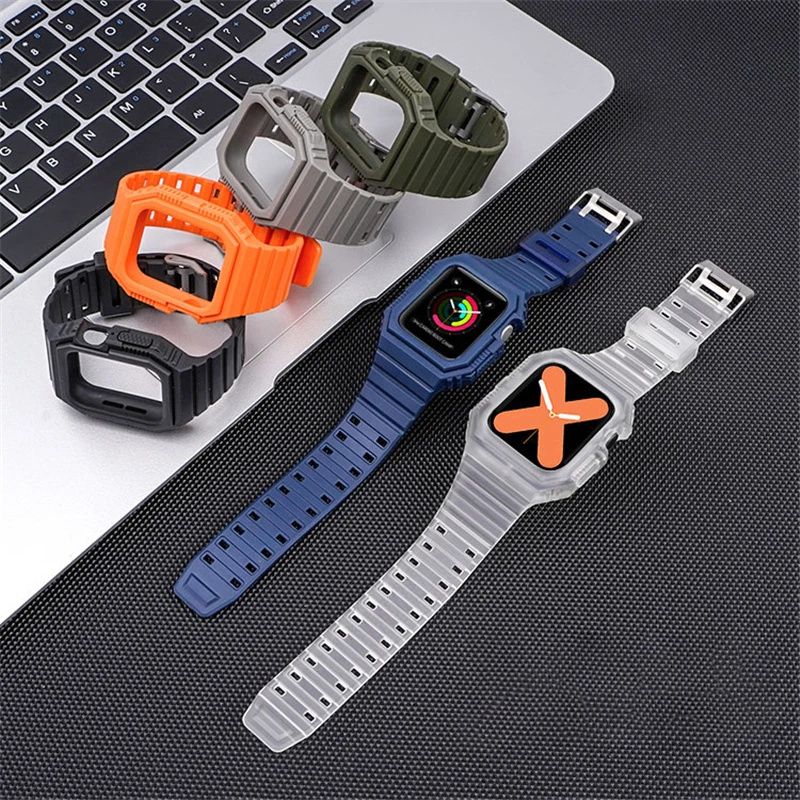 

Прозрачный ремешок для Apple Watch Series 7 6 SE 5 4 3 2 1, мягкий спортивный браслет из ТПУ для iwatch band 41 мм 45 мм 44 мм 42 мм 38 мм 40 мм