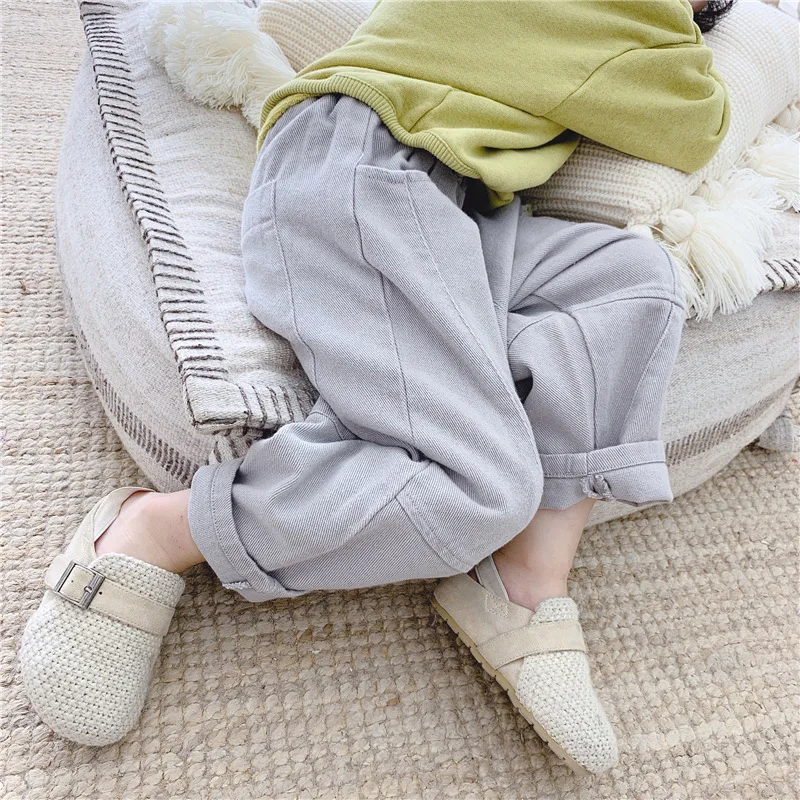 Children's Wear Autumn Leisure Pants Kids Harem Pants 3 Colors Pure Cotton Infant Boys Trousers Outfit Girls Loose Leiure