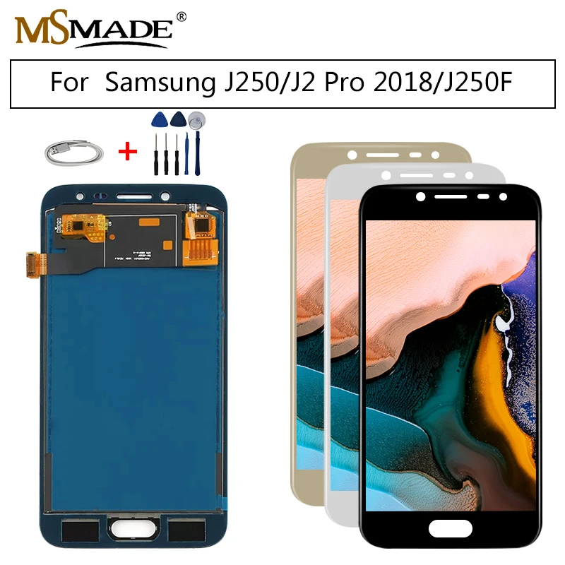 Skup Wyświetlacz J250 do SAMSUNG GALAXY J2 Pro 2018 LCD J250 SM J250 panel wyświetlacza LCD moduł ekranu dotykowego montaż czujnika digitizera