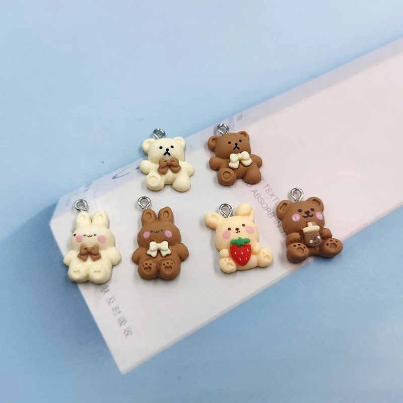 나비매듭 곰 토끼 수지 매력 플랫백 공예, DIY 패션 주얼리, 귀걸이 키체인 휴대폰 케이스, C576, 한국 10 개