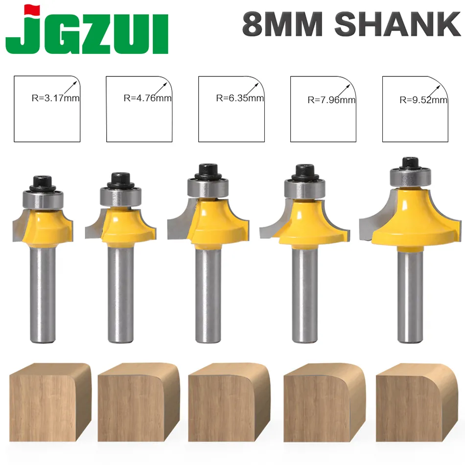 Perfect for Woodworking Ruir-Shank Corner Round Over Router Bit with Bearing for Wood Woodworking Tool 1/4 Shank 1pc Tungsten Carbide Milling Cutter Cutting Edge Length : 6.35XR4.76