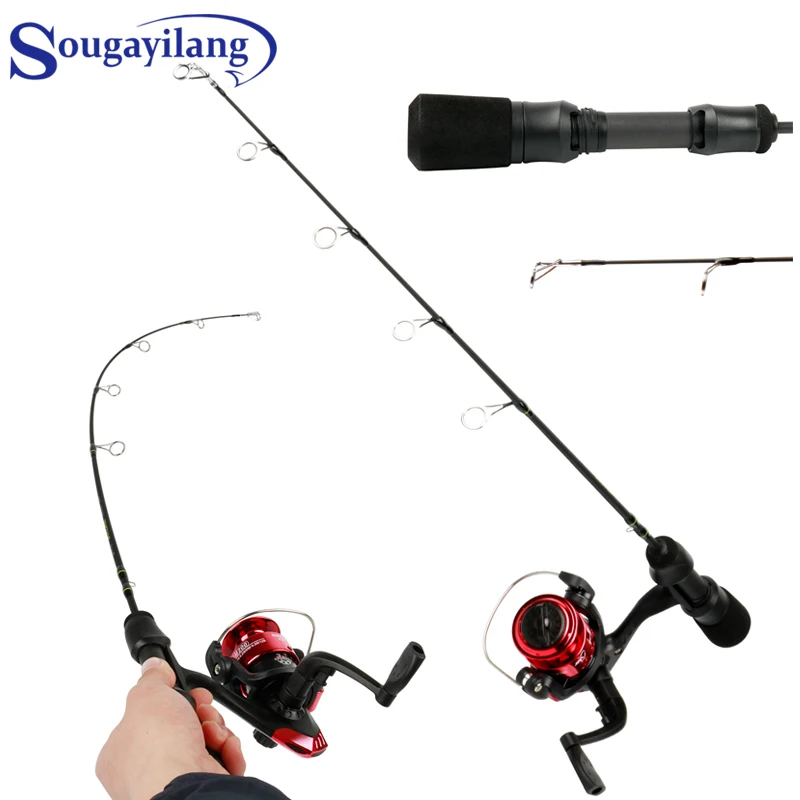 

Sougayilang 2.4/2.6/2.6MH Ice Fishing Rod with Portable Spinning Fishing Reel Set Travel Carbon Fishing Rod Combo Fishing Tackle