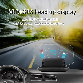 

2019 New Beand HD Color LCD Display Car HUD Head Up Display OBD2 GPS Head Display Car Speed Projector Speedometer Car Detector