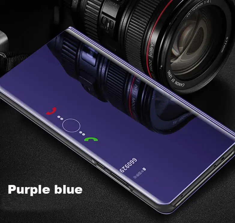 Умный зеркальный флип-чехол КРЫШКА ДЛЯ huawei Honor V10 V20 V30 играть Примечание 10i 9 8 7 20i Lite рro 7C 8C 8S 8A Nova 3 3i 4 5 6SE 2 Lite - Цвет: purple blue