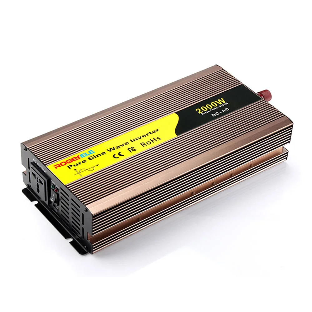 

Solar Inverter 2000W Pure Sine Wave Power Inverter Dc12V 24V to Ac220v Car Converter Voltage Transformer Household Booster 50hz