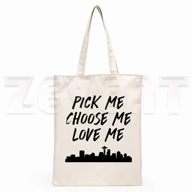 Greys Anatomy You're My Person Ullzang Hip Hop Hipster Cartoon Print Shopping Bags Girls Fashion Casual Pacakge Hand Bag G