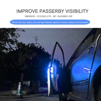 

2 Pcs LED Car Door Warning Lights Universal Safety Side Lights Wireless Flashing Light Easy Installation