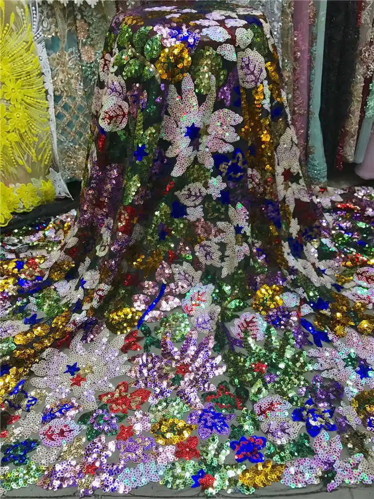 Фабрика предлагает нигерийские кружева с блестками вышивка ткань последние африканские тюль кружева ткань для Свадебные Длинные платья