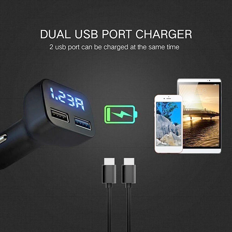 monitor de temperatura A0127 Term/ómetro digital LED para coche volt/ímetro bater/ía cargador USB