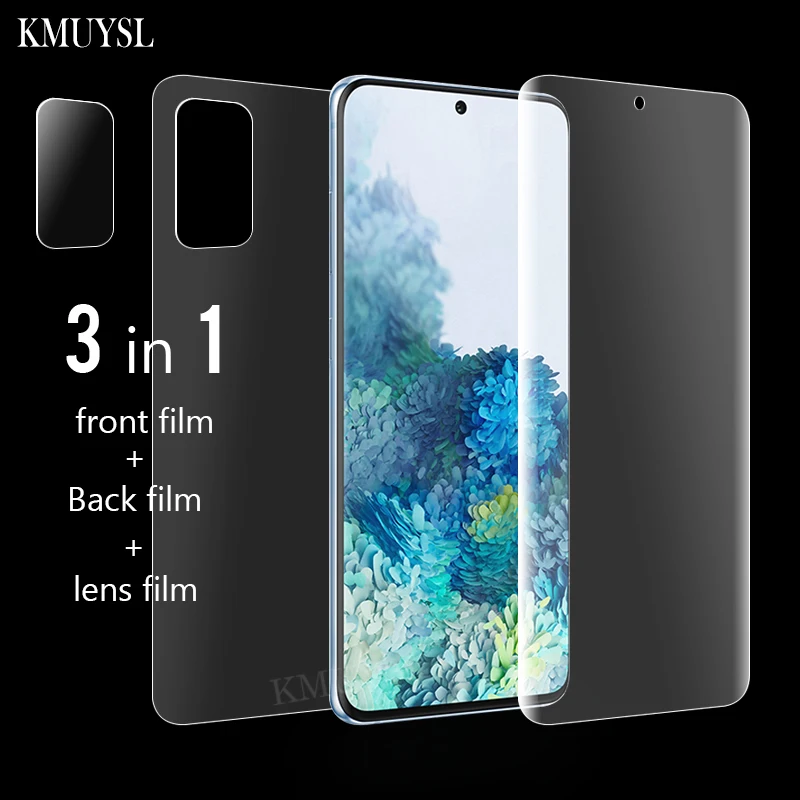 

3in1 Screen Protector For Samsung Galaxy S20 ultra Note 10 9 S8 S9 S10e S10 Plus Front Film + Back Film + Camera Lens Glass Film