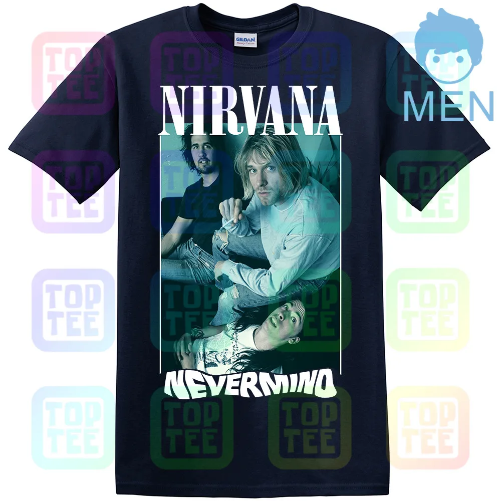 Винтаж Редкие 90 s NIRVANA NEVERMIND TOUR футболка Размеры S-2XL Репринт - Цвет: MEN-NAVY