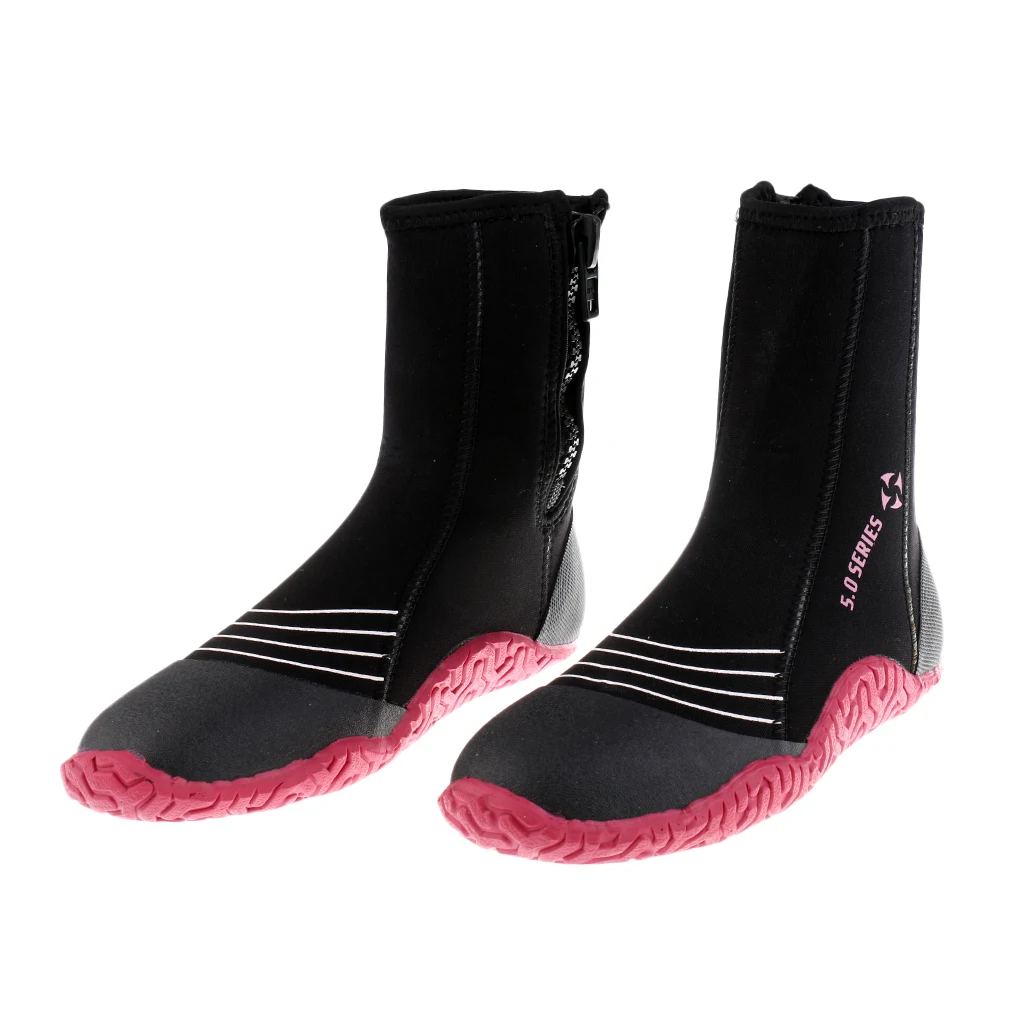

Women 5mm Wetsuits Premium Neoprene Zipper Boot Diving Boots Water Sports Snorkeling Booties Shoes