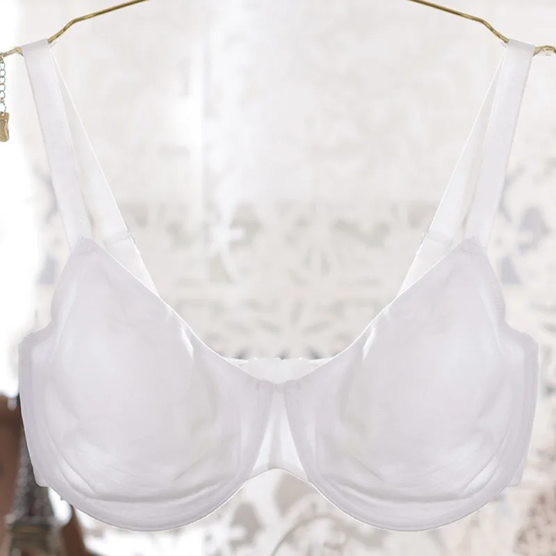 bra Slim comfortable bra with a steel ring of seamless women underwear solid color sexy cotton bra - Color: White