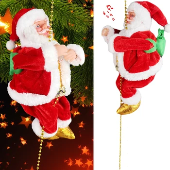 

Santa Claus Electric Climb Ladder Christmas Decor Doll Music Xmas Tree Hanging Pendant New Year Christmas Party Funny Kids Gifts