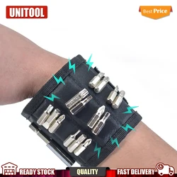 Pulsera magnética de poliéster, bolsa portátil de imanes fuertes, bolsa de herramientas de electricista, tornillos, soporte de taladro, cinturón de herramientas de reparación, 6 uds.
