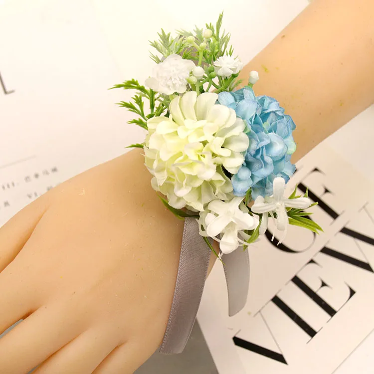 Wrist-F YO CHO бутоньерка Бутоньерка Свадебный корсаж шелковый цветок на запястье корсаж браслет для подружек невесты свадьба брошь корсажи - Цвет: Wrist-F