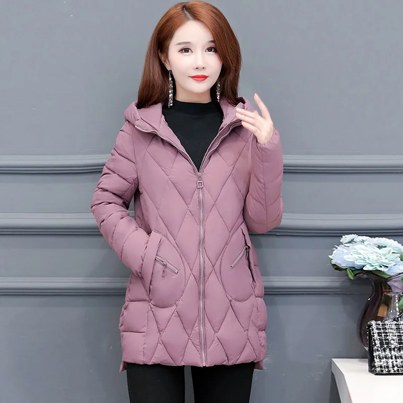 

Mid-length Slim Fit Warm Cotton Overcoat Women's 2019 Winter New Style Korean-style Large Size Hooded Elegant down Jacket Cotton