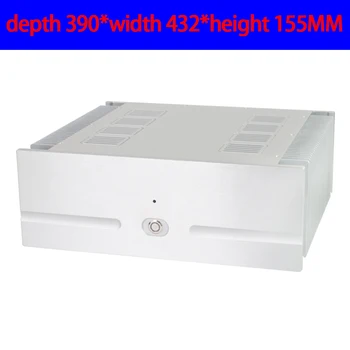 

KYYSLB 390*432*155MM All-aluminum Class A Post-level Amplifier Chassis Box House DIY Enclosure with Feet Amplifier Case Shell