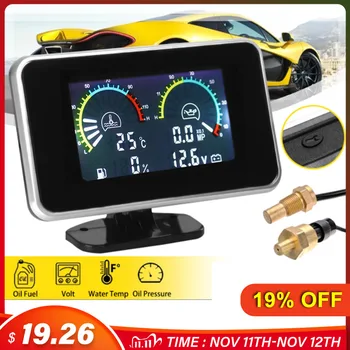 

4in1 LCD Car Digital Gauge Oil Voltage Pressure Fuel Water Temp Meter M10 Auto Replacement Parts 12V 24V
