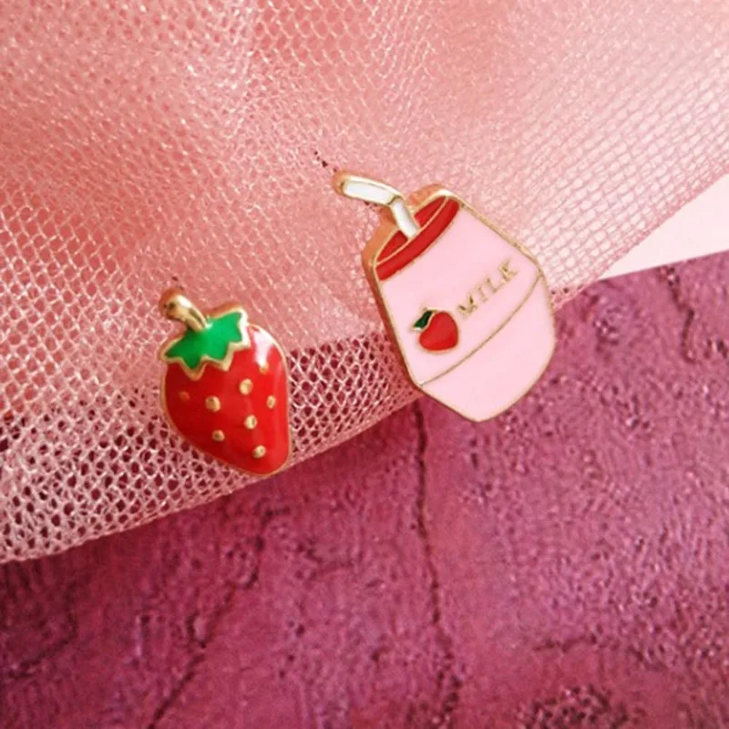 1 пара забавные асимметричные серьги гвоздики с фруктами и молоком банан