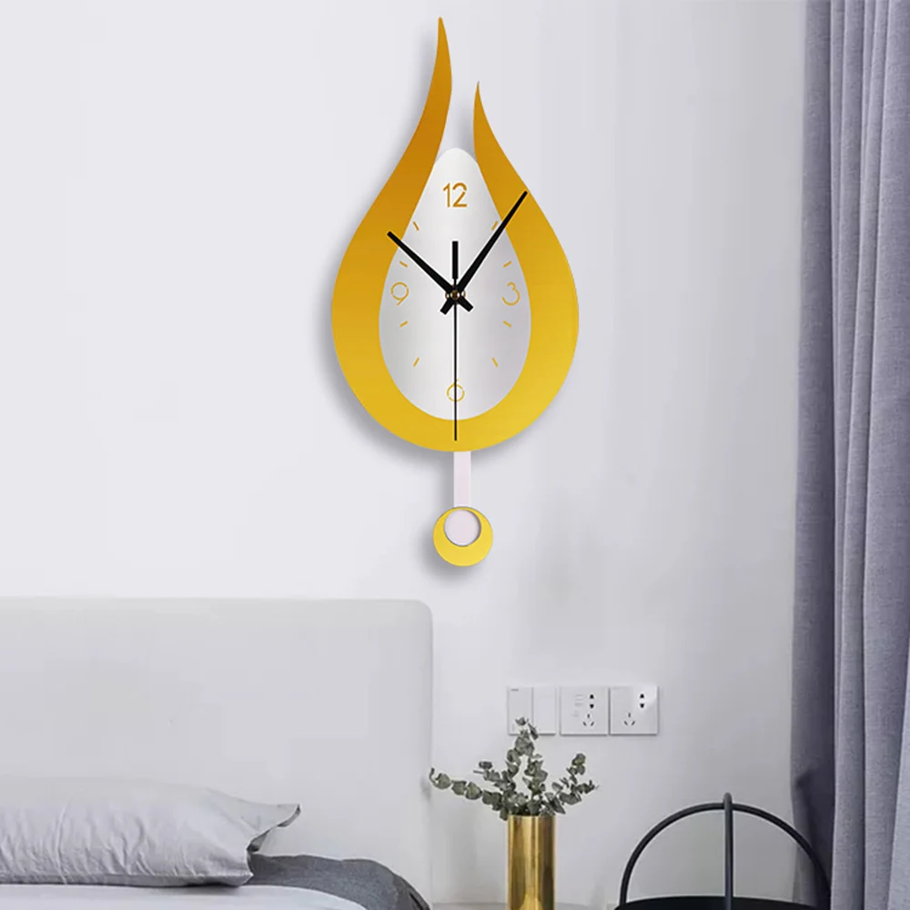 Modern White Waterdrop Wall Clock Diy Design Clock Creative Swing Quartz Wall Stickers Clock Acyrlic Wall Pendulum Clock
