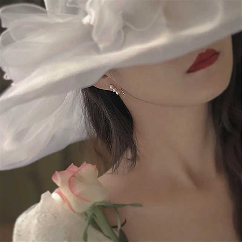 925 Sterling Silver Simple Word Natural Pearl Stud Earrings Women Noble Vintage Mother Day Jewelry Accessories Girlfriend Gift - Image 2