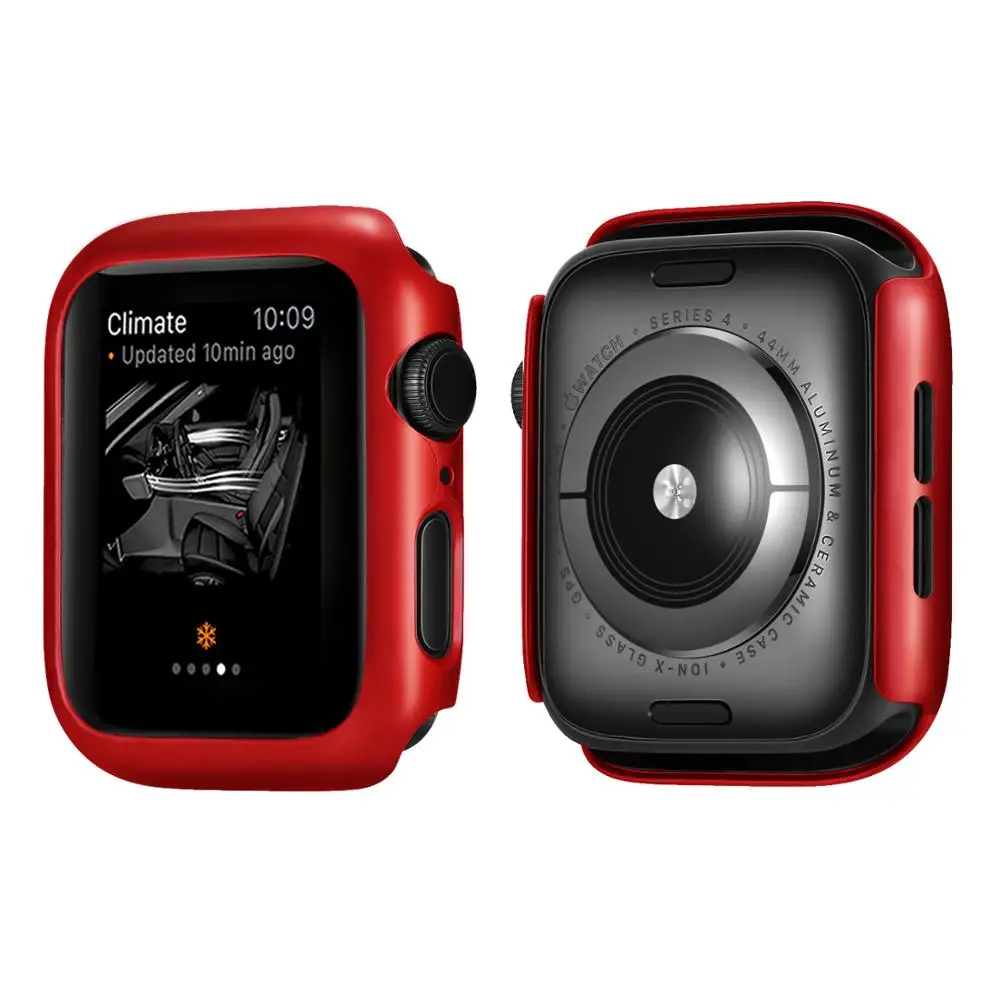 Чехол для Apple Watch 4, 5, 3, 2, 1, 40 мм, 44 мм, с краями, чехол s для iWatch Series 3, 2, 42 мм, 38 мм - Цвет: Красный