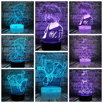 

Naruto Cartoon Night Light one push man Comic 3D Optical LED Lamp For Teens Room Holiday Birthday Kid Toy Drop Ship
