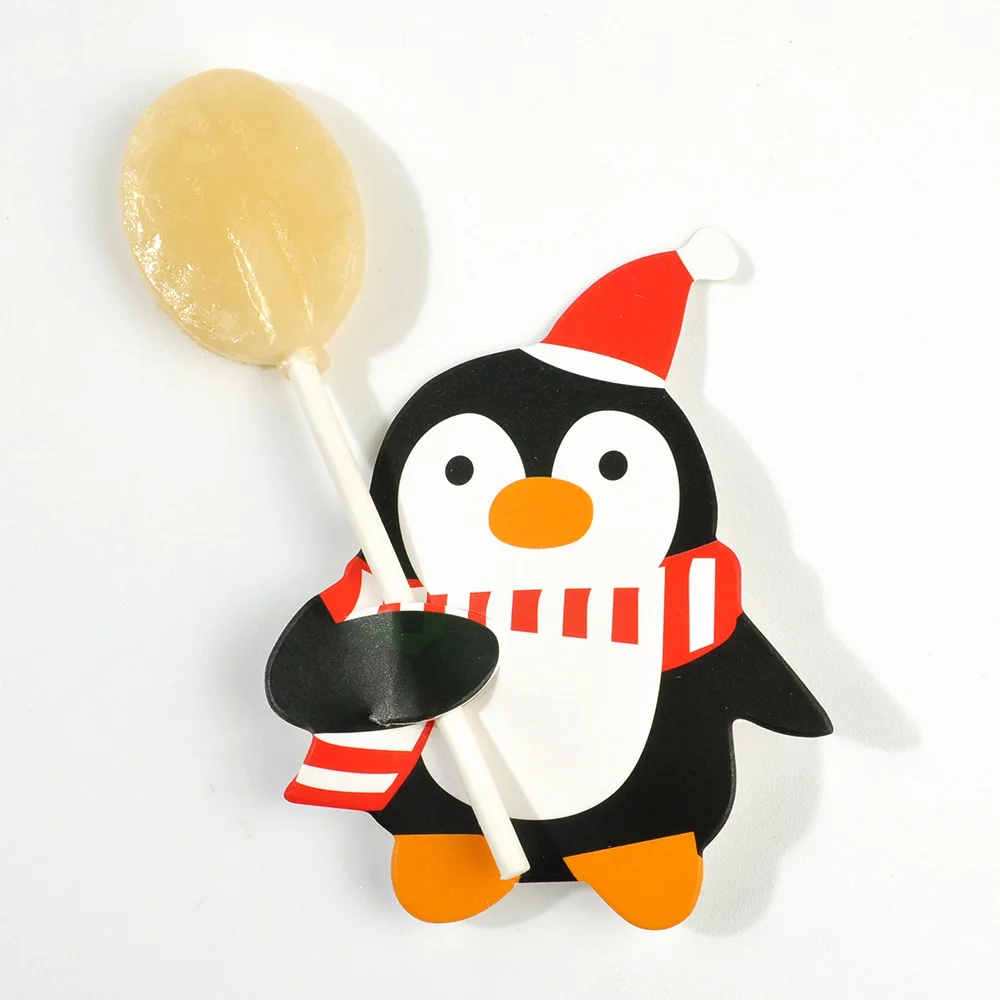 

50pcs Wholesale Lovely Penguin and Santa Claus Christmas Candy and Lollipop Decoration Paper Card Cute Gift Package Decor Card