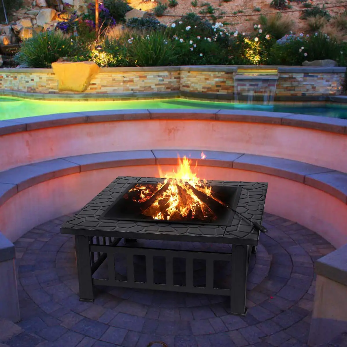 2-in-1 Large Fire Pit (32 Inches) - for outdoor BBQ and Ice Chest to cool the beer !