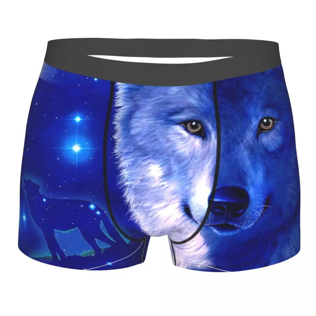 Animal - Wolf Underpants Breathbale Panties Male Underwear Print Shorts Boxer Briefs