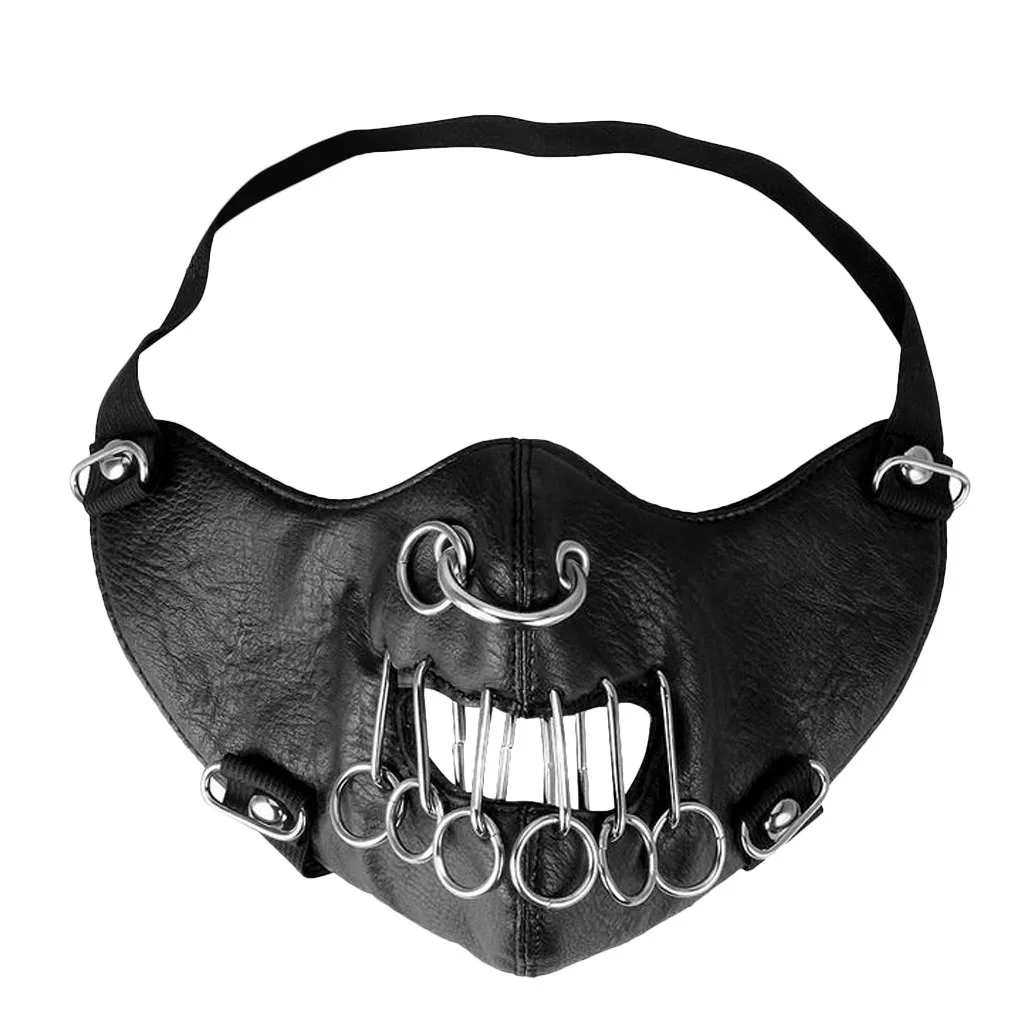 Панк Рок черный унисекс мотоцикл панк Хэллоуин косплей стиль металлические заклепки маска для женщин и мужчин муфельные маски со ртом для лица