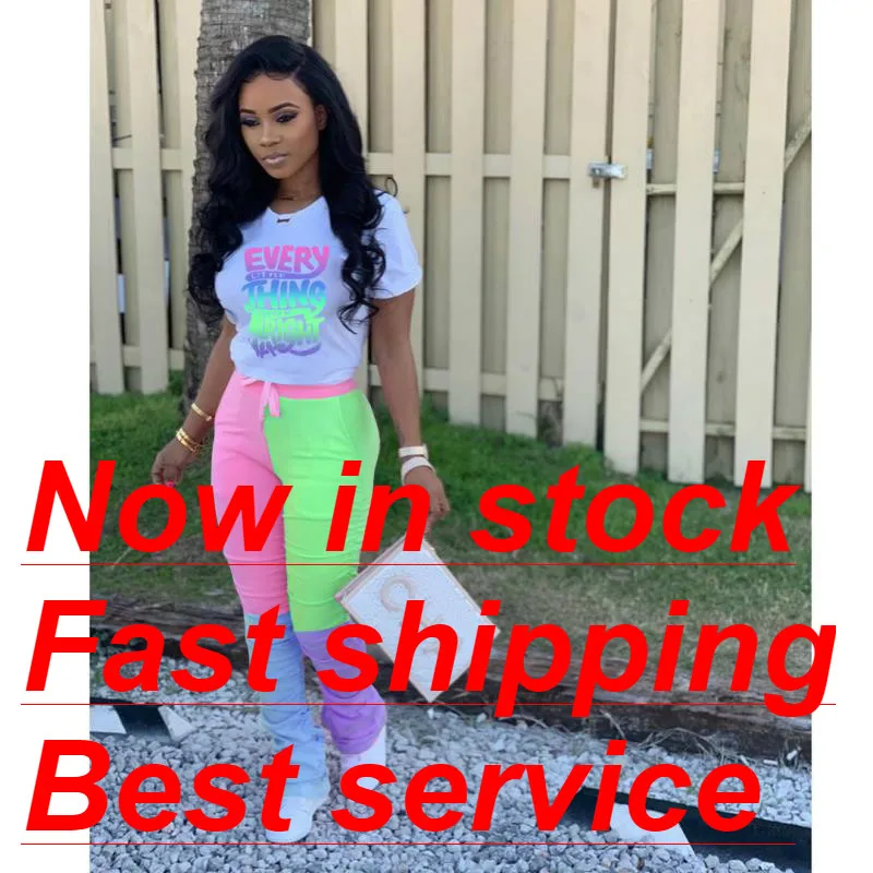 2020 Women's Fashion Flare Pants Women's Stacked Joggers Letter Print Short Sleeve T-Shirt Pleated High Waist Pants 2020 Women's Fashion Flare Pants Women's Stacked Joggers Letter Print Short Sleeve T-Shirt Pleated High Waist Pants