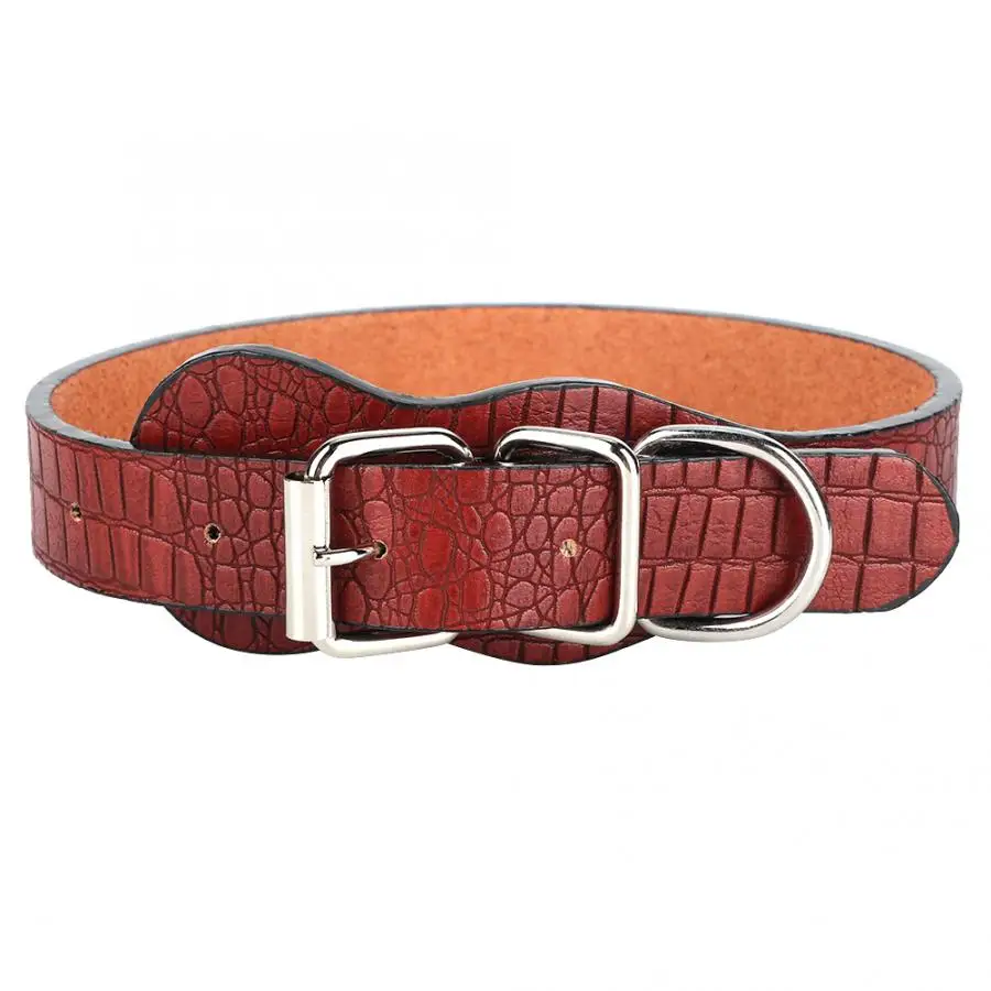 Artificial Leather Pet Adjustable Collar with Special Lines for Small Dog Coffee Puppy Dog Harness Leash Tools