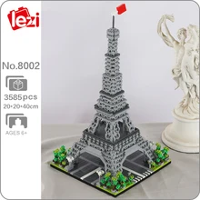 Lezi 8002 Monde Architecture France Paris Tour Eiffel 3D Modèle BRICOLAGE Mini Diamant Blocs de Construction Briques Jouet pour Enfants pas De Boite