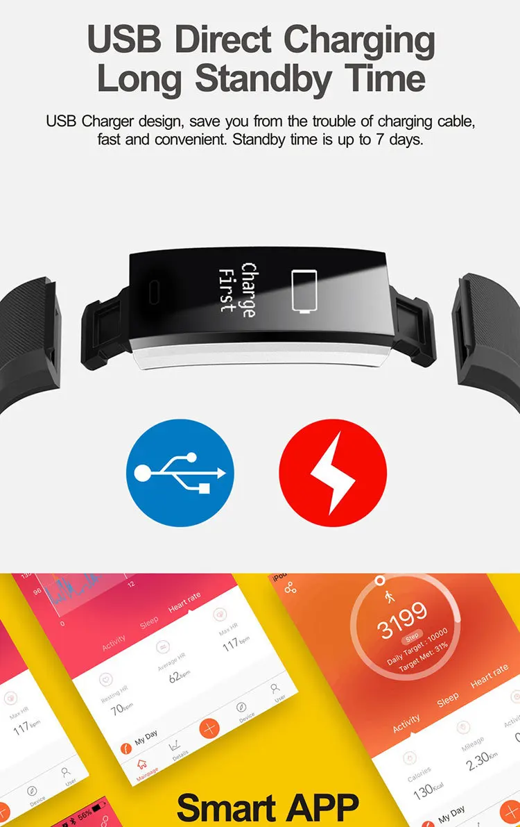 Id115plus цветной экран умный Браслет монитор сердечного ритма Bluetooth спортивный браслет