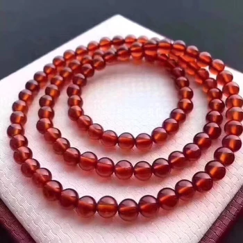 

Genuine Natural Orange Garnet Quartz Crystal 5mm Clear Round Bead 3 Laps Stretch Charm Stone Bracelet AAAAA