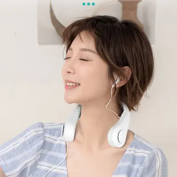 

Porous Hanging Neck Fan Sports Fan Lazy Portable Mini Fan No Leaf Usb Mini Mute Electric Fan Three-Speed Double Fan