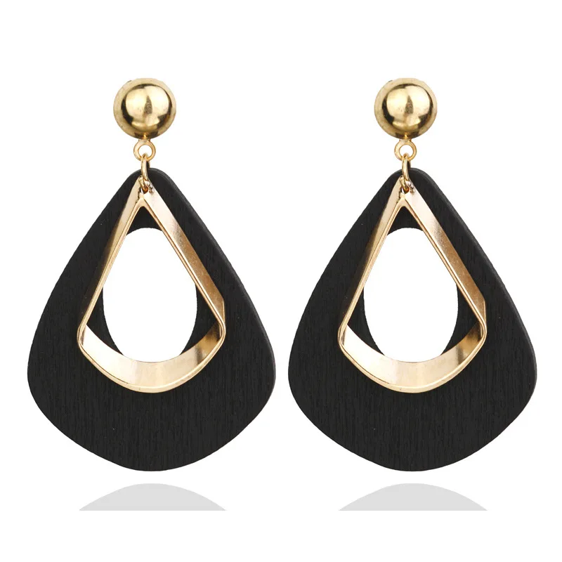 

Cold Wind Ear Nail Restores Ancient Ways Geometry Woodiness Water Drop Form Female Individual Character Exaggerates Fashionable
