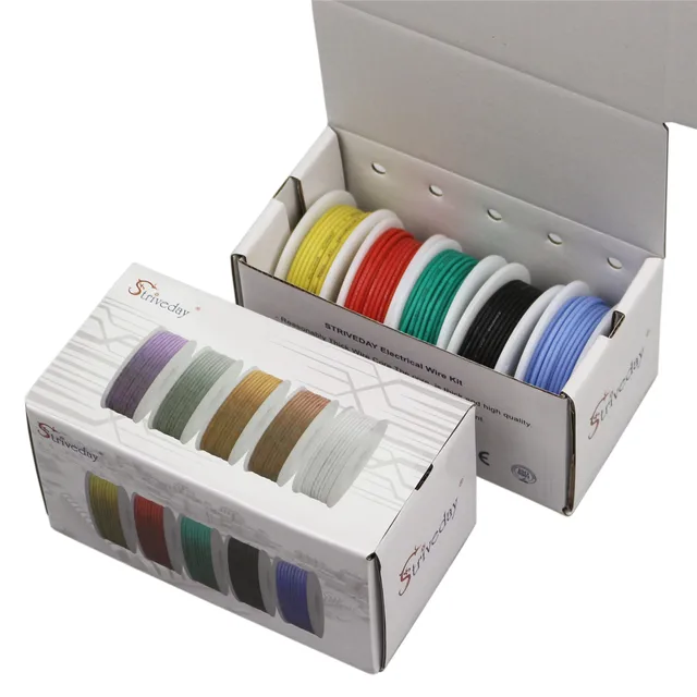 18 20 22 24 26 28 30 AWG silicone wire 5 color box 1 / box 2 electronic stranded wire conductor to internal wiring cable DIY box1