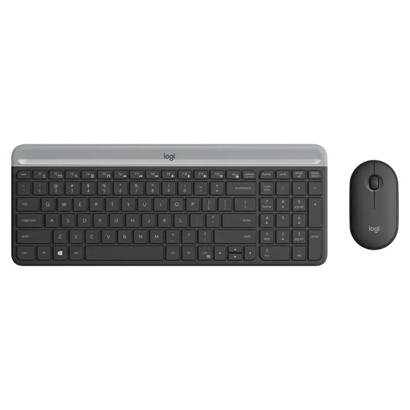 Комплект с клавиатурой и мышкой logitech MK470, USB Nano 2,4 ГГц, Беспроводная оптическая Клавиатура 1000 dpi, набор для мыши с клавиатурой - Цвет: Черный