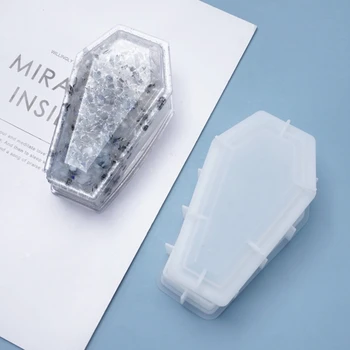 

DIY Halloween Coffin Storage Box Mirror Silicone Mould Crafts Decoration Jewelry Case Making Crystal Epoxy Resin Mold