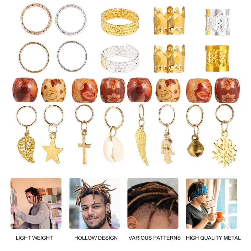 

172pcs DIY Dreadlocks Rings Hair Accessories Headdress Metal Hair Cuff Hair Braid Rings For Women Girls Men Boys Hair Decoration