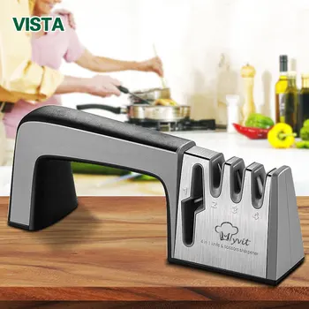 

Knife Sharpener 4 In 1 Diamond Coated&Fine Rod Knife Shears And Scissors Sharpening Stone System Stainless Steel Blades