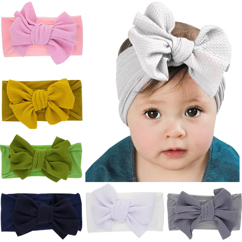 

Fashion Newborn Baby Cute Bow Nylon Headband Kids Hairbands Hair Accessories Super Soft Toddler Knot Children Hair Band Headwear