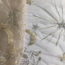 GLace 1Y/лот красочная Звездная Картина Вышитая кружевная сетка ткань для платье для девочки ткань аксессуары DIY Материал TX1461